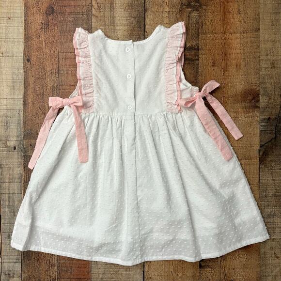 Stitchy Fish Little Sister Dress White Pink Ruffle Girls Multiple Sizes Avail. - Picture 2 of 7
